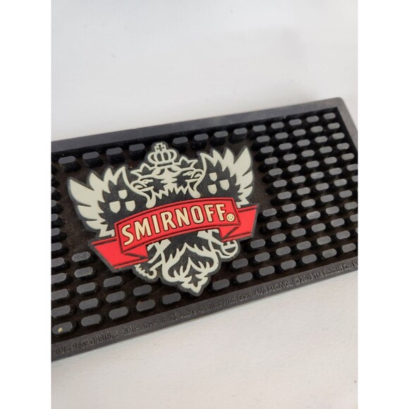 Smirnoff Logo Bar Mat Gutter Spill Mat Man cave Drink Rail Barware Black‎ Red - Picture 1 of 8